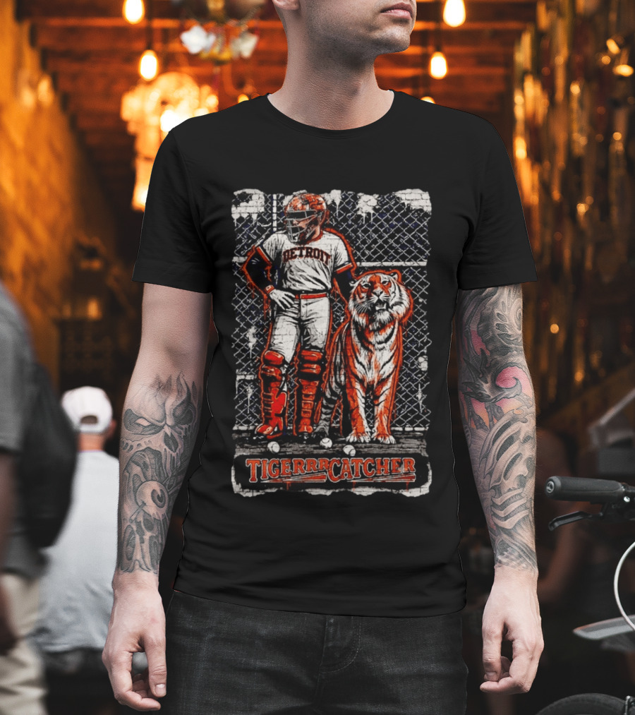 Detroit Tigers Tigerrrcatcher Baseball Player And Tiger T-Shirt