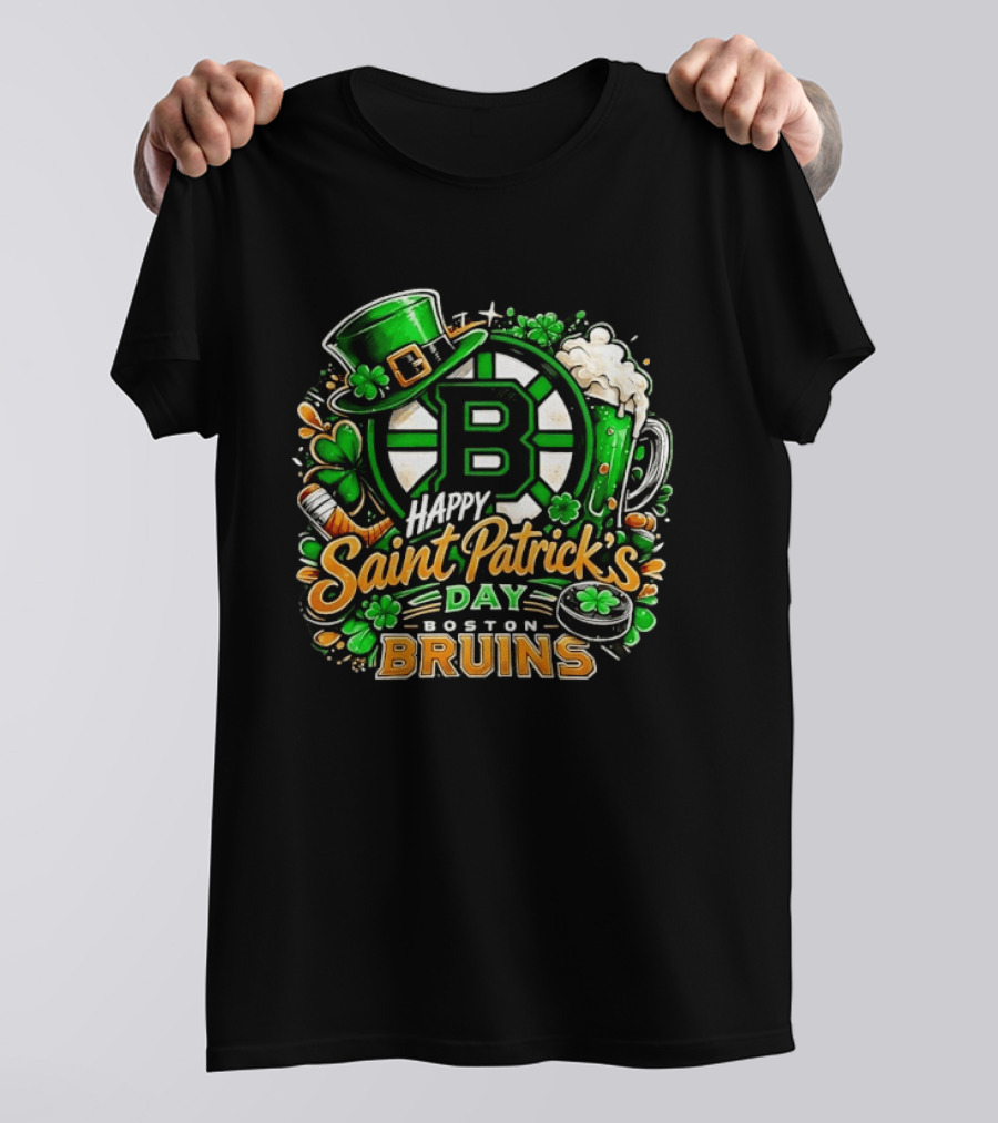 Boston Bruins St. Patrick's Day 2026 Celebration Hockey Team Florals T-Shirt