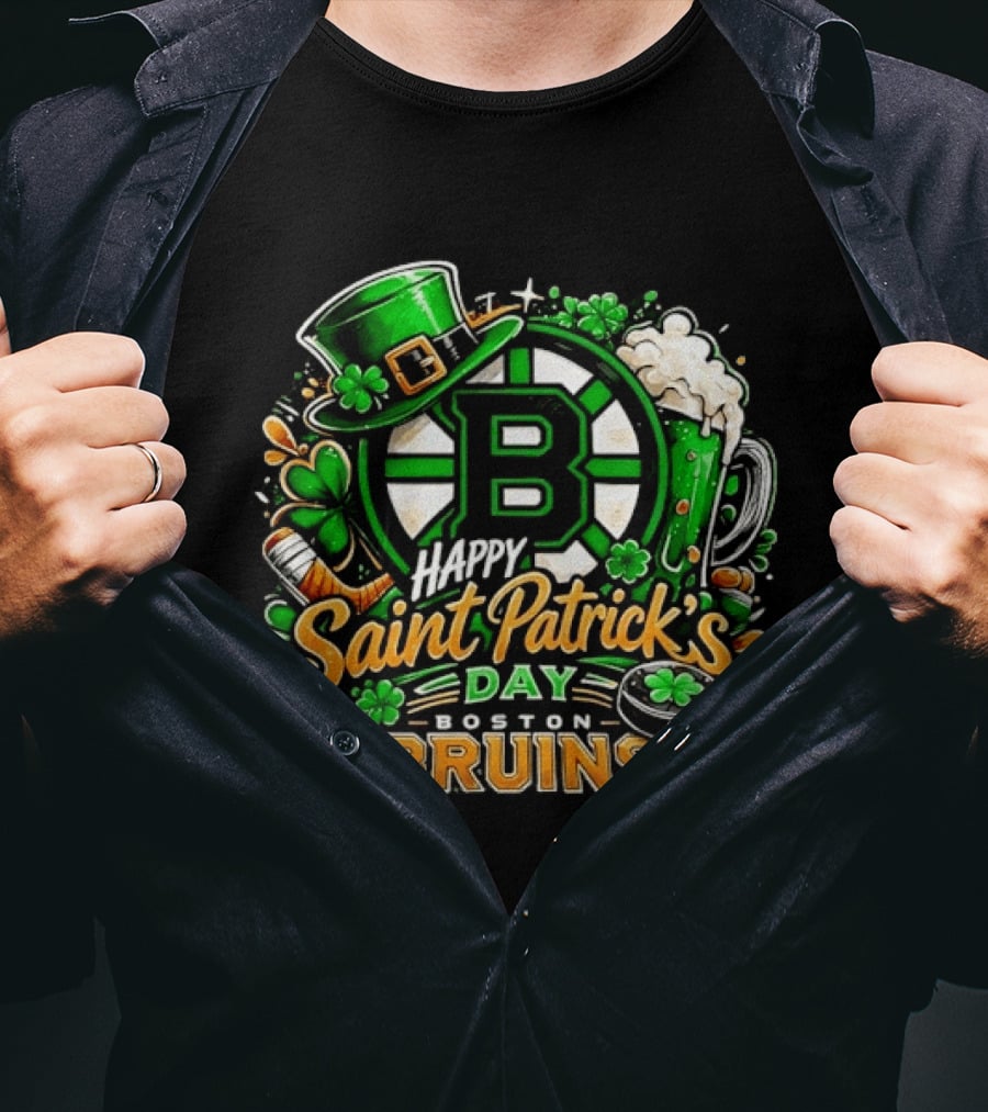 Boston Bruins St. Patrick's Day 2026 Celebration Hockey Team Florals T-Shirt