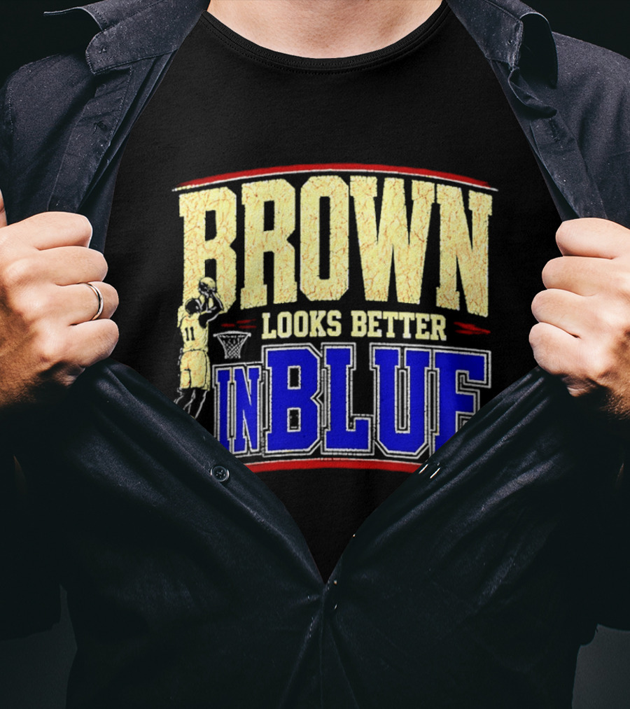 Brown Looks Better In Blue Basketball Dunk T-Shirt