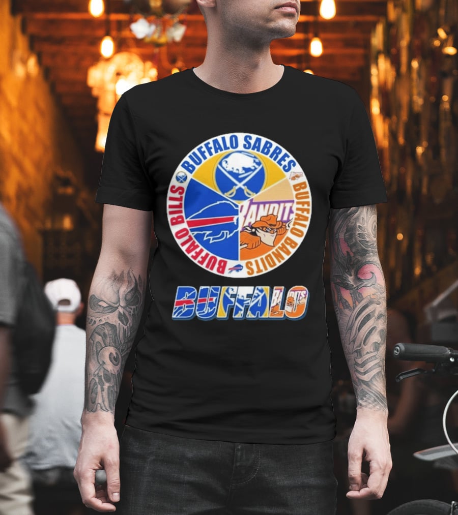 Buffalo Bills Sabres Bandits Logos Buffalo Sports Teams T-Shirt