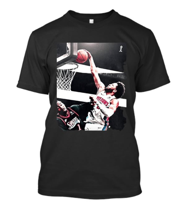 Pistons Cade Cunningham Slam Dunk Vs 76ers Andrei Drummond NBA Action T-Shirt