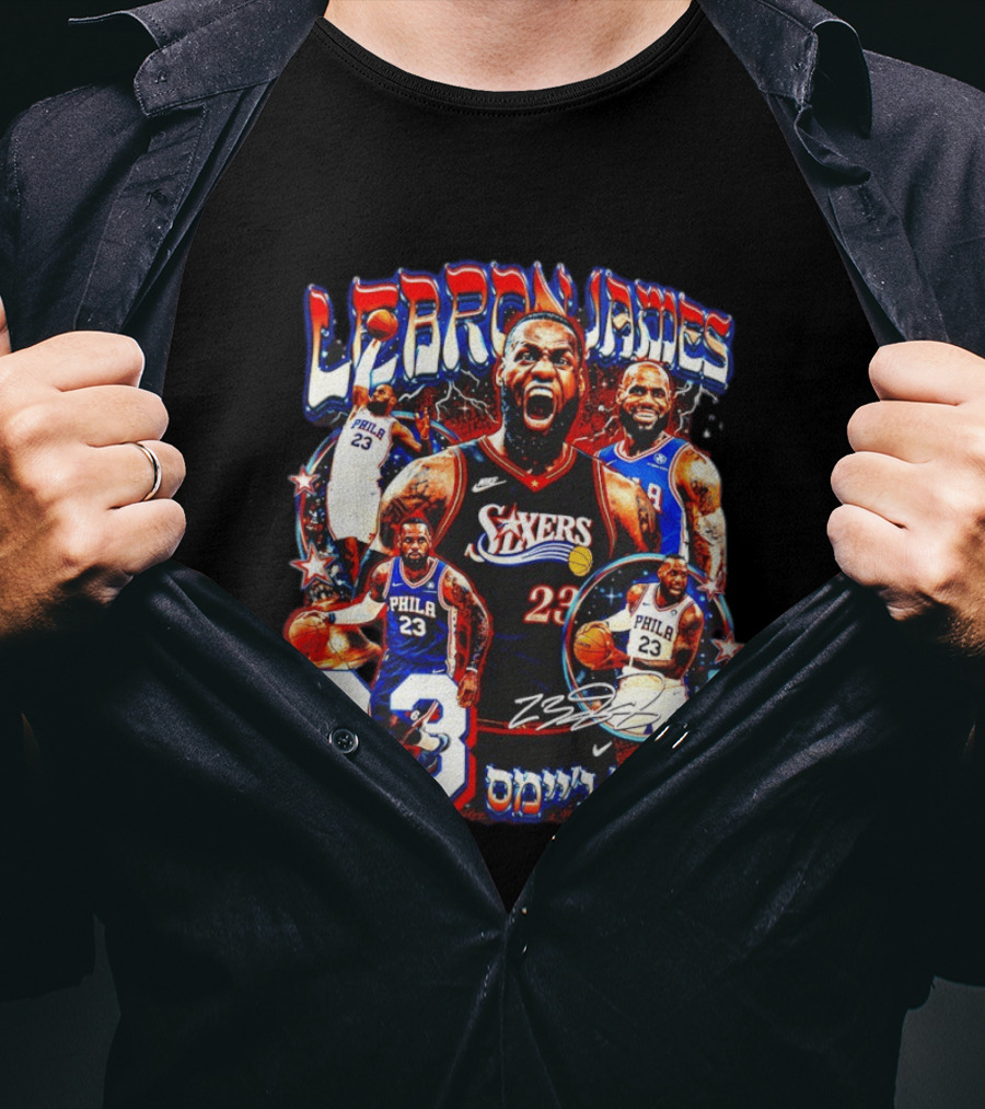 LeBron James 23 Philadelphia Sixers Basketball 76ers Nike NBA T-Shirt