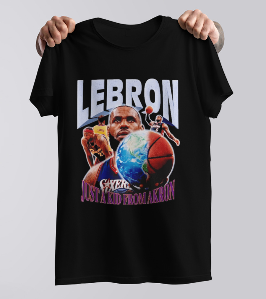 LeBron James Just A Kid From Akron Philadelphia 76ers T-Shirt