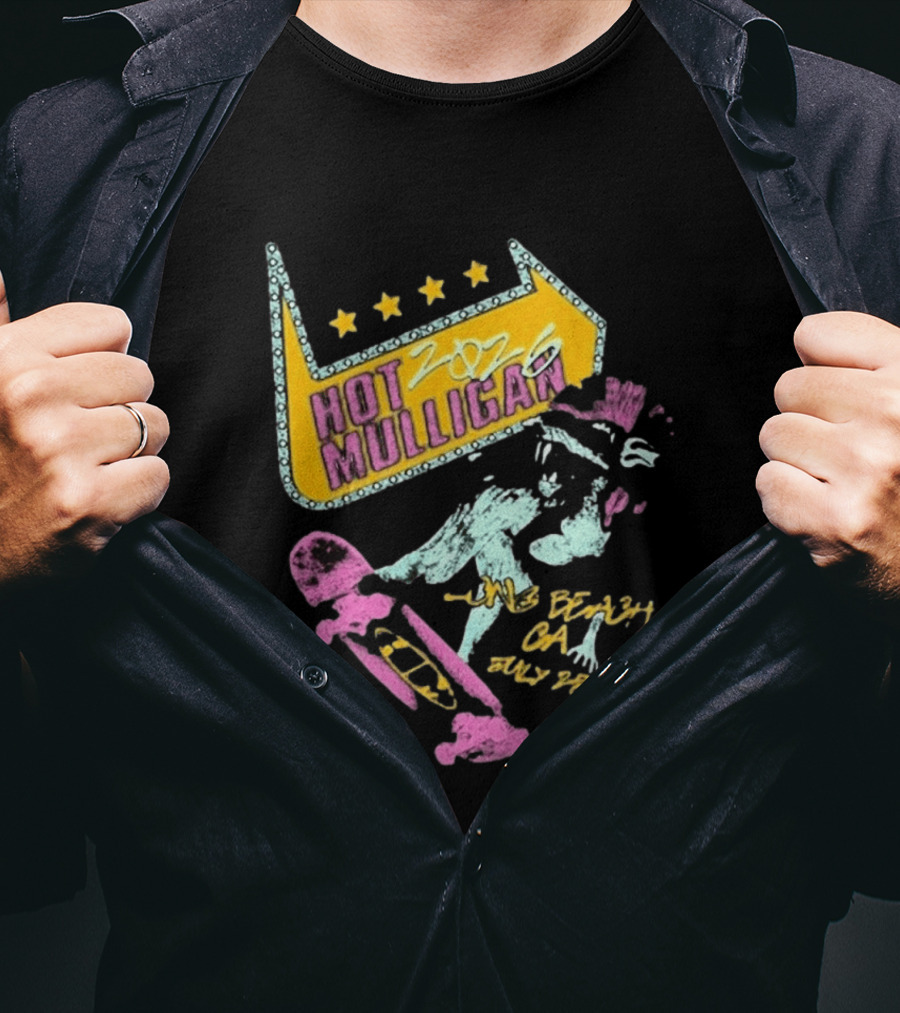 Hot Mulligan Long Beach CA 2026 Warped Tour July 25 Skateboarding Art With Stars T-Shirt