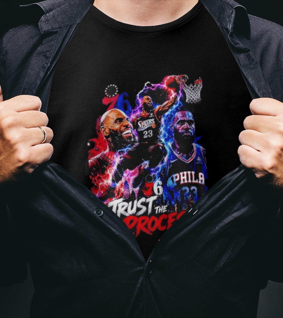 LeBron James Philadelphia 76ers 23 Trust The Process 76 Lightning Energy T-Shirt