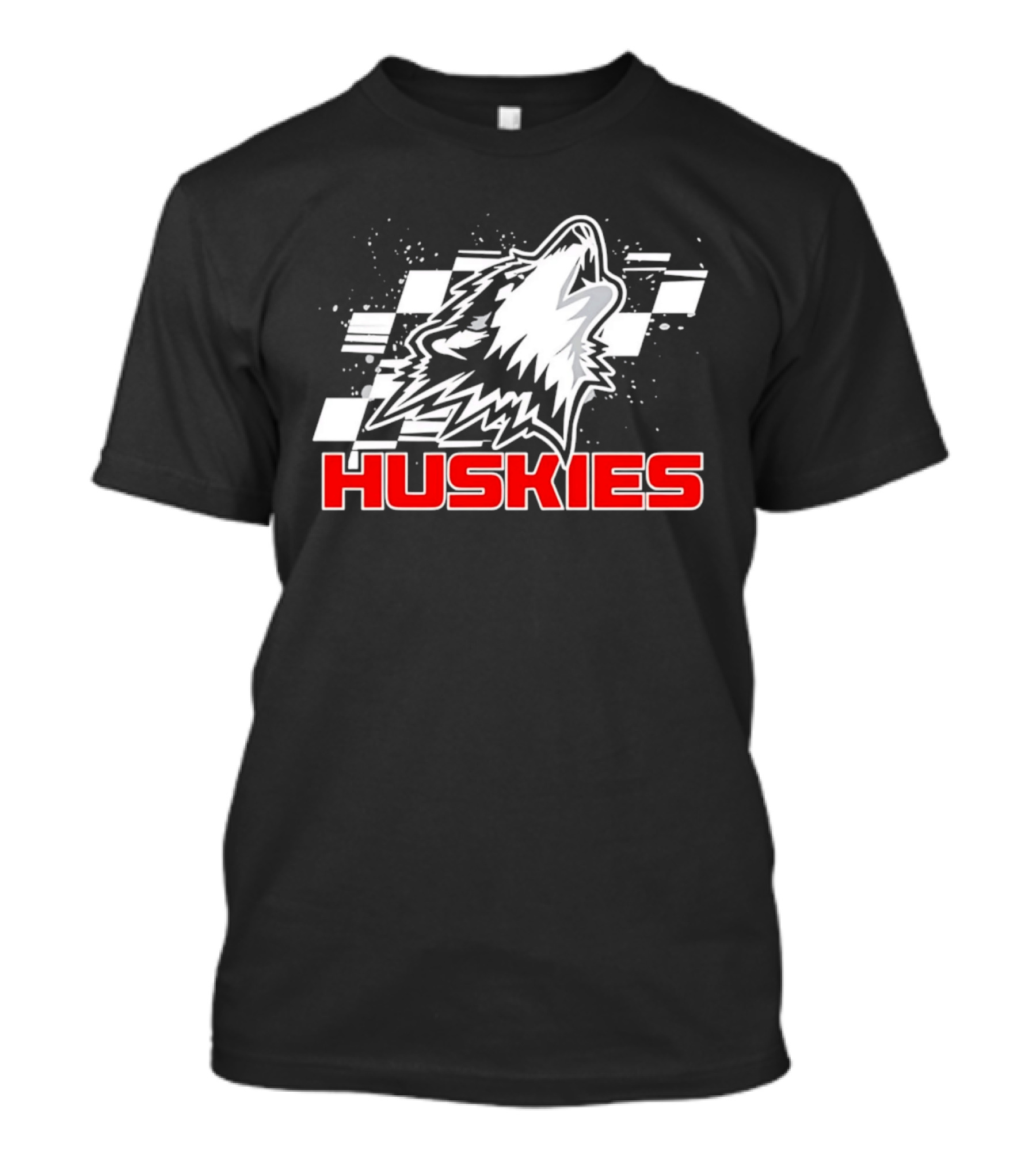 Huskies Howling Checkered Racing Flag T-Shirt