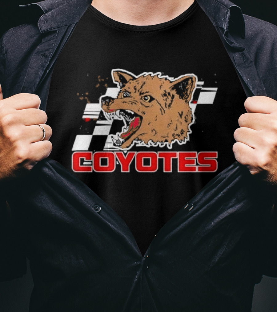 COYOTES Racing Checker Flag Head T-Shirt