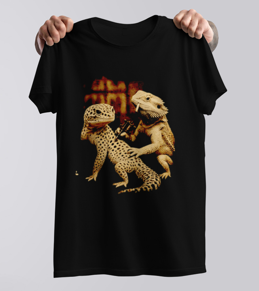 Leopard Gecko Tattoo By Bearded Dragon With Spray Paint Graffiti T-Shirt