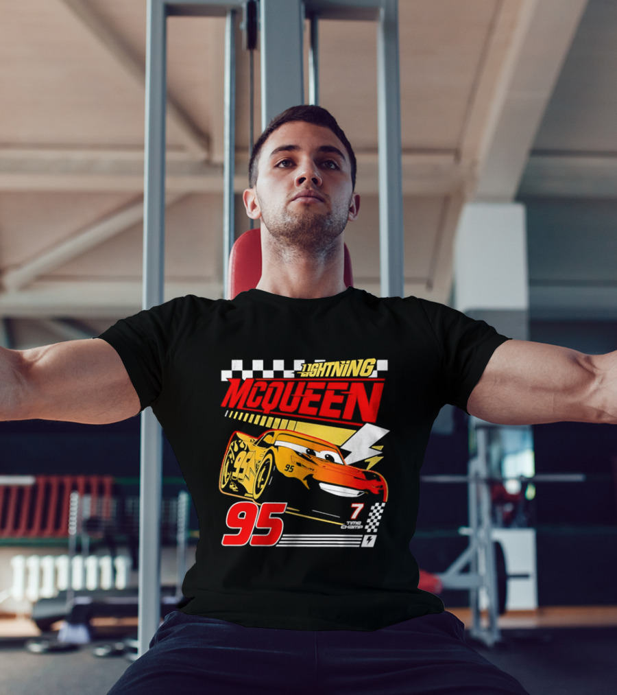 Lightning McQueen Racing 95 Champion Car Number 7 Lightning Bolt T-Shirt