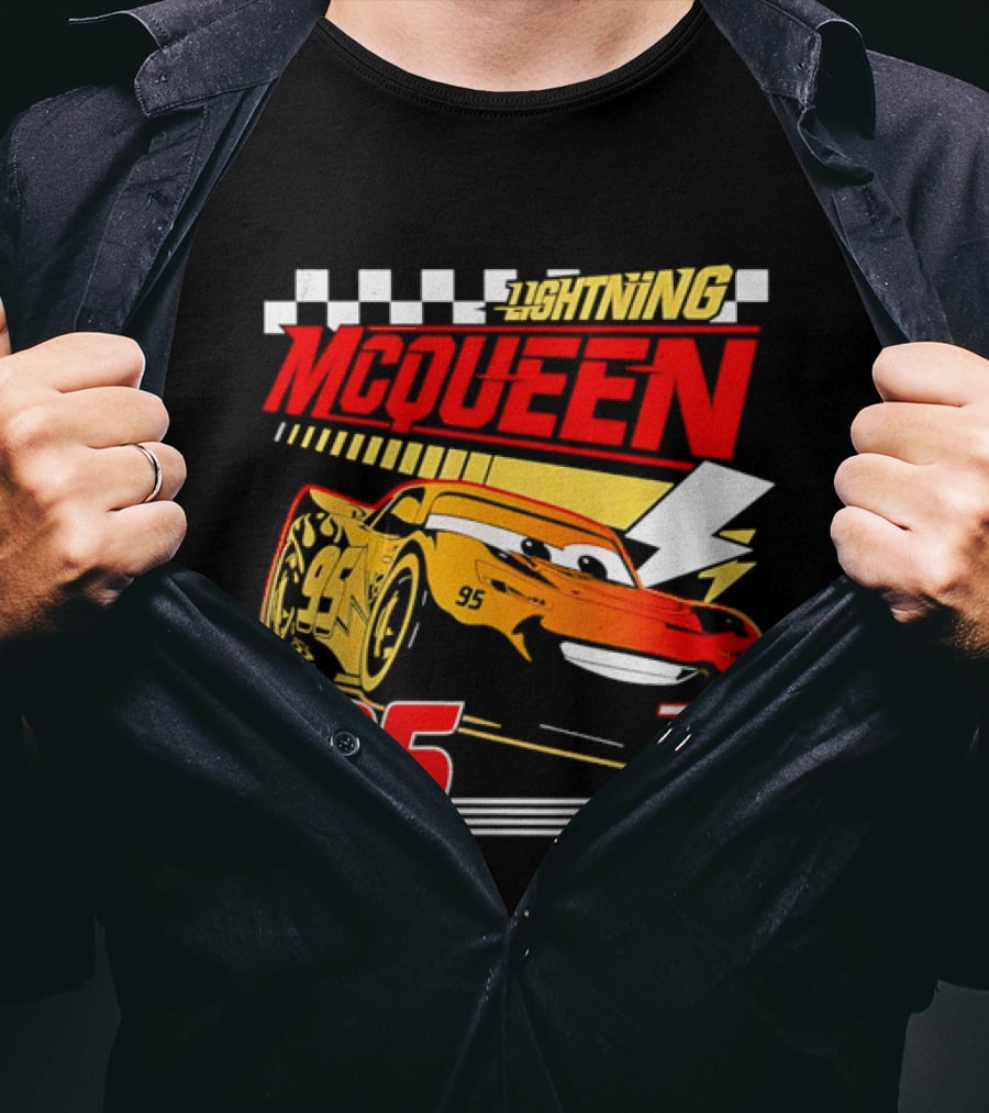 Lightning McQueen Racing 95 Champion Car Number 7 Lightning Bolt T-Shirt