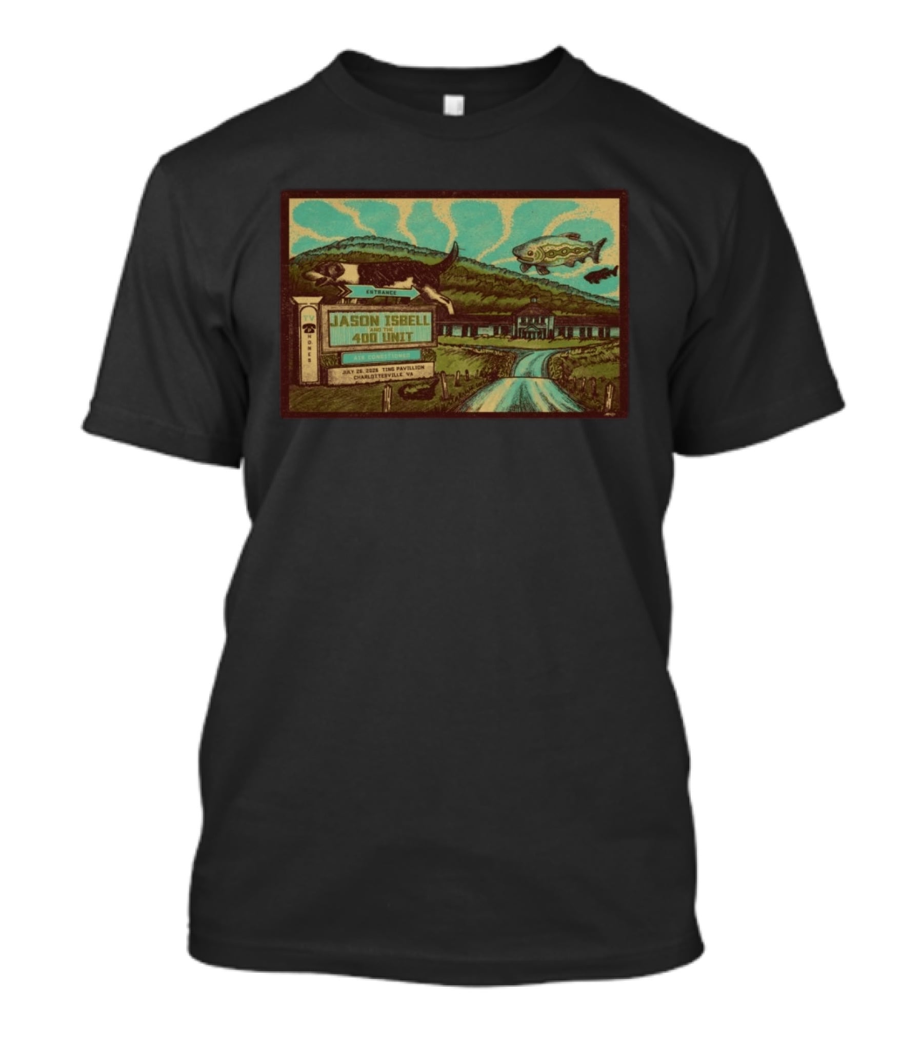 Jason Isbell And The 400 Unit July 26 2026 Ting Pavilion Charlottesville VA Concert With Dog Fish Farmhouse Scene T-Shirt