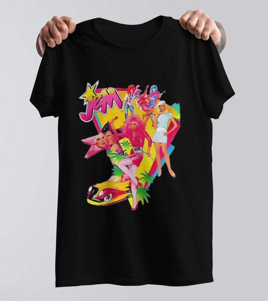 Jem 80s Cartoon Band Pop Music Star Singer Fashion Aesthetic Retro Characters T-Shirt