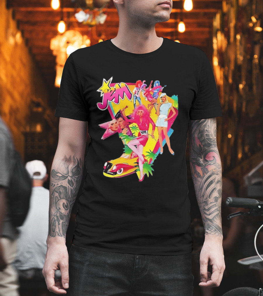 Jem 80s Cartoon Band Pop Music Star Singer Fashion Aesthetic Retro Characters T-Shirt