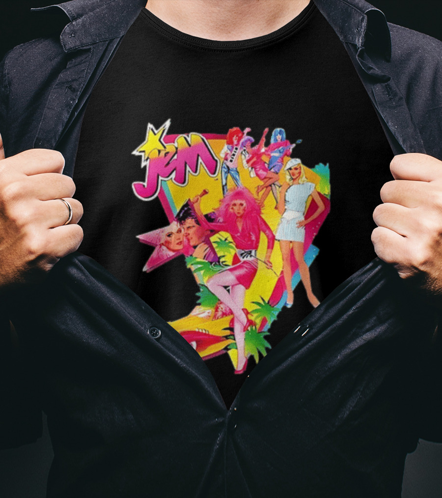Jem 80s Cartoon Band Pop Music Star Singer Fashion Aesthetic Retro Characters T-Shirt