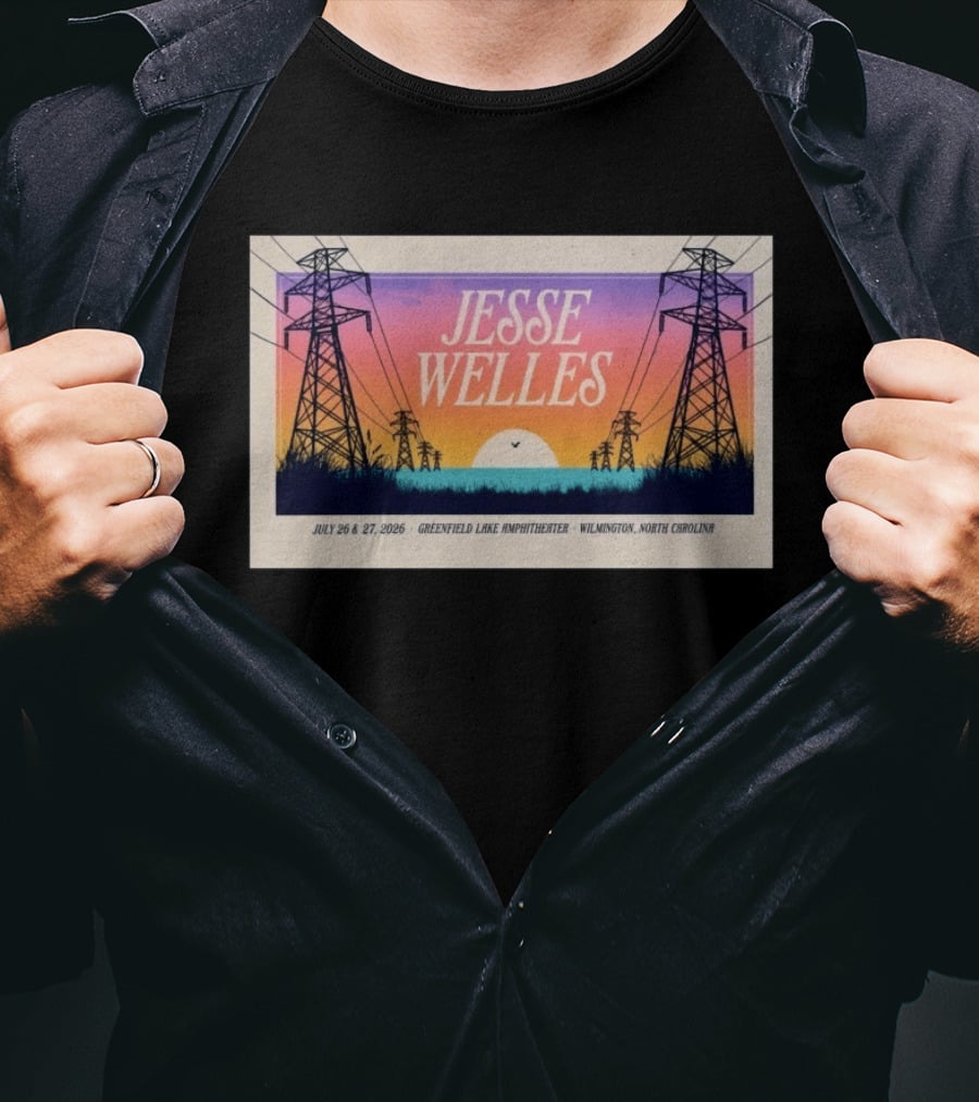 Jesse Welles July 26 27 2026 Greenfield Lake Amphitheater Wilmington North Carolina T-Shirt