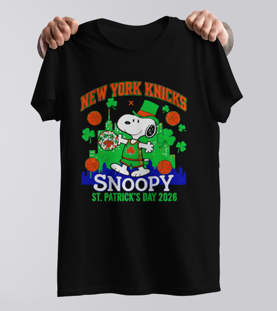 New York Knicks Snoopy St Patrick's Day 2026 Celebration T-Shirt