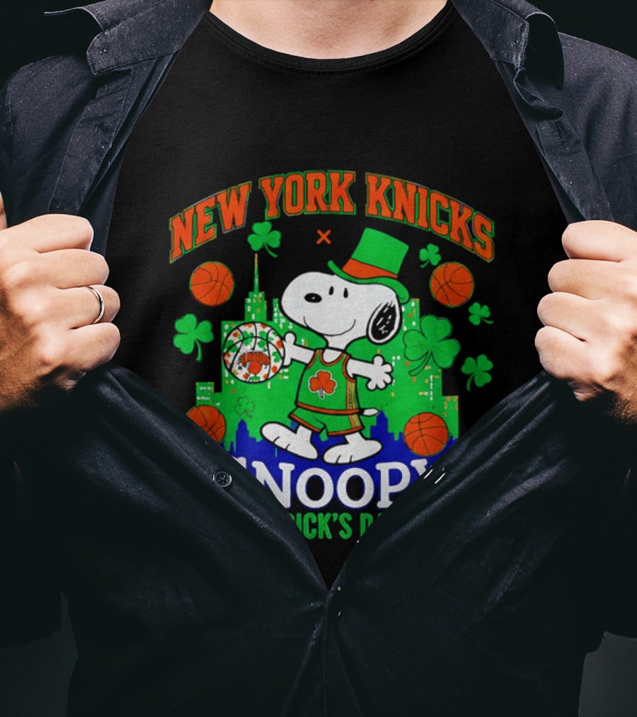 New York Knicks Snoopy St Patrick's Day 2026 Celebration T-Shirt