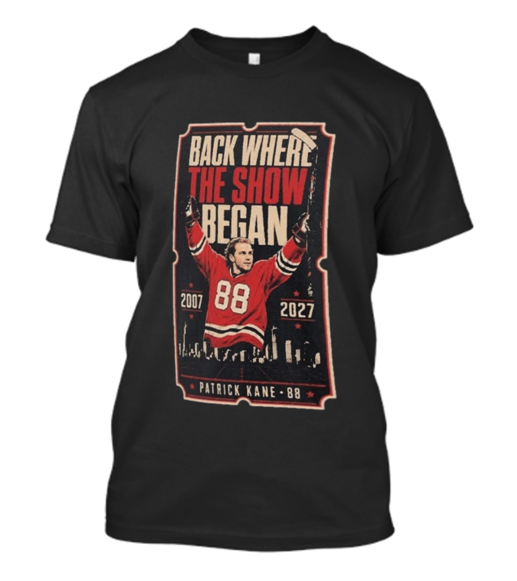 Patrick Kane 88 Back Where The Show Began 2007 2027 Chicago Homecoming T-Shirt