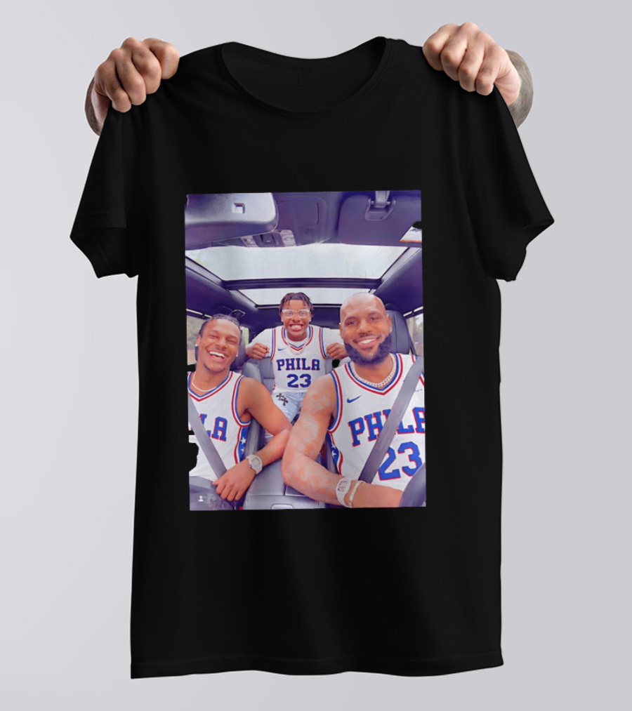 Phila 23 Lebron James Bronny James Philadelphia 76Ers Team Jersey T-Shirt