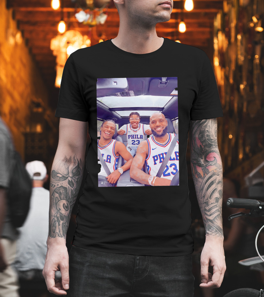 Phila 23 Lebron James Bronny James Philadelphia 76Ers Team Jersey T-Shirt
