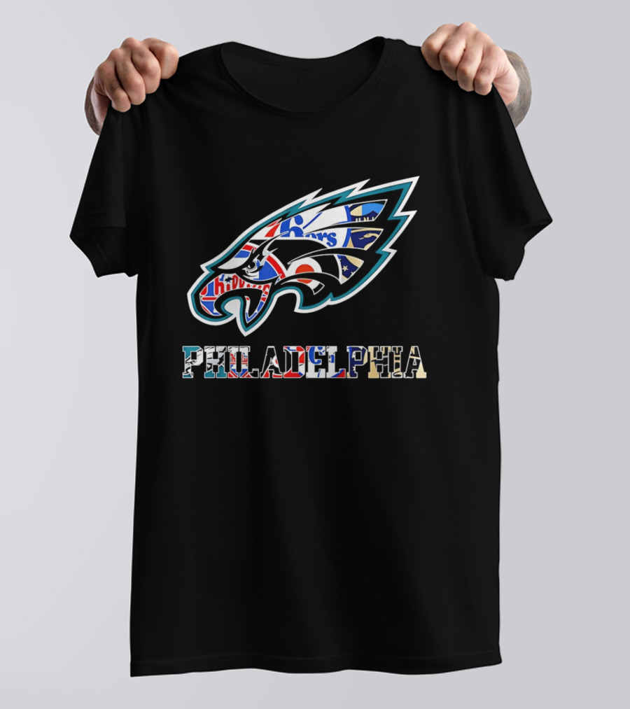 Philadelphia Eagles Phillies Flyers 76ers Team Mashup T-Shirt
