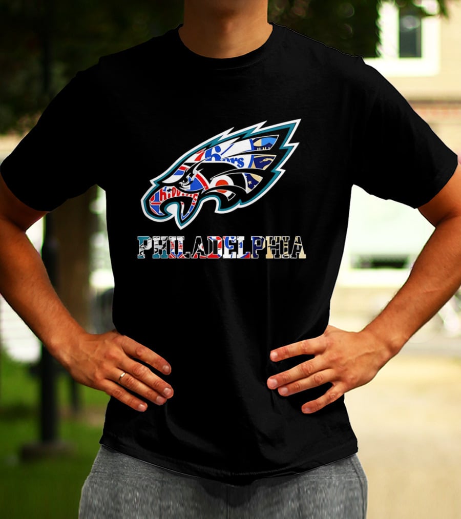 Philadelphia Eagles Phillies Flyers 76ers Team Mashup T-Shirt