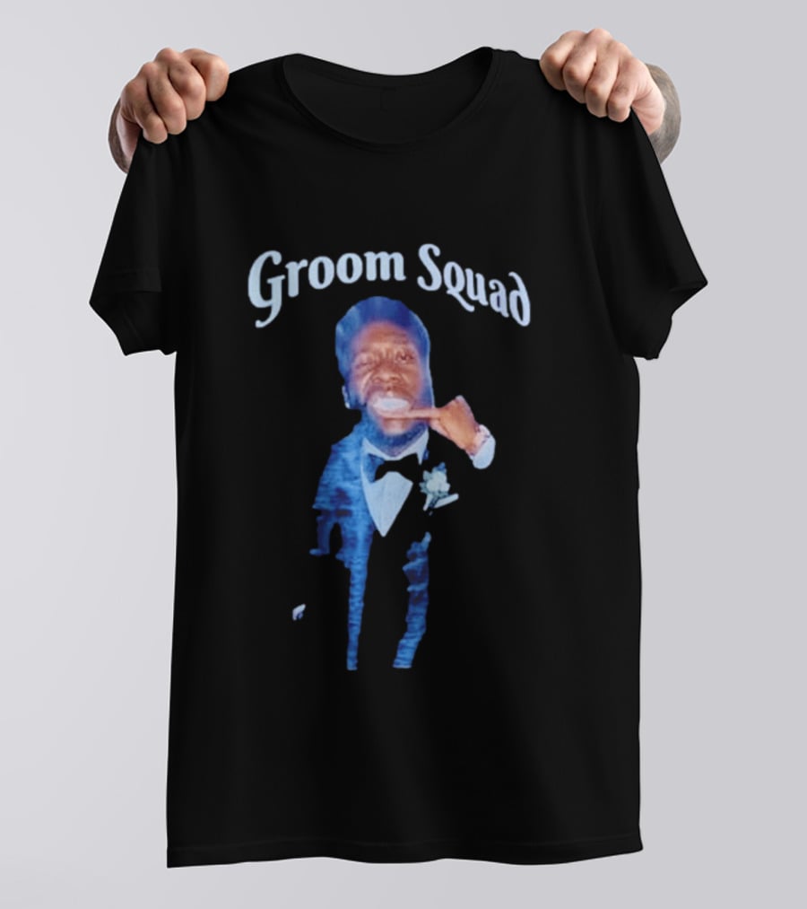 Groom Squad Tuxedo Finger Point Man T-Shirt