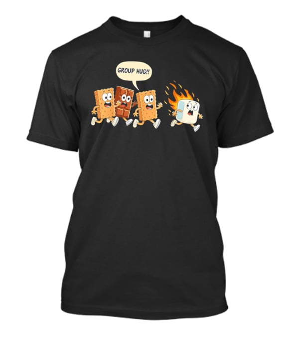 S'mores Cartoon Group Hug Chocolate Graham Cracker Marshmallow Fun T-Shirt