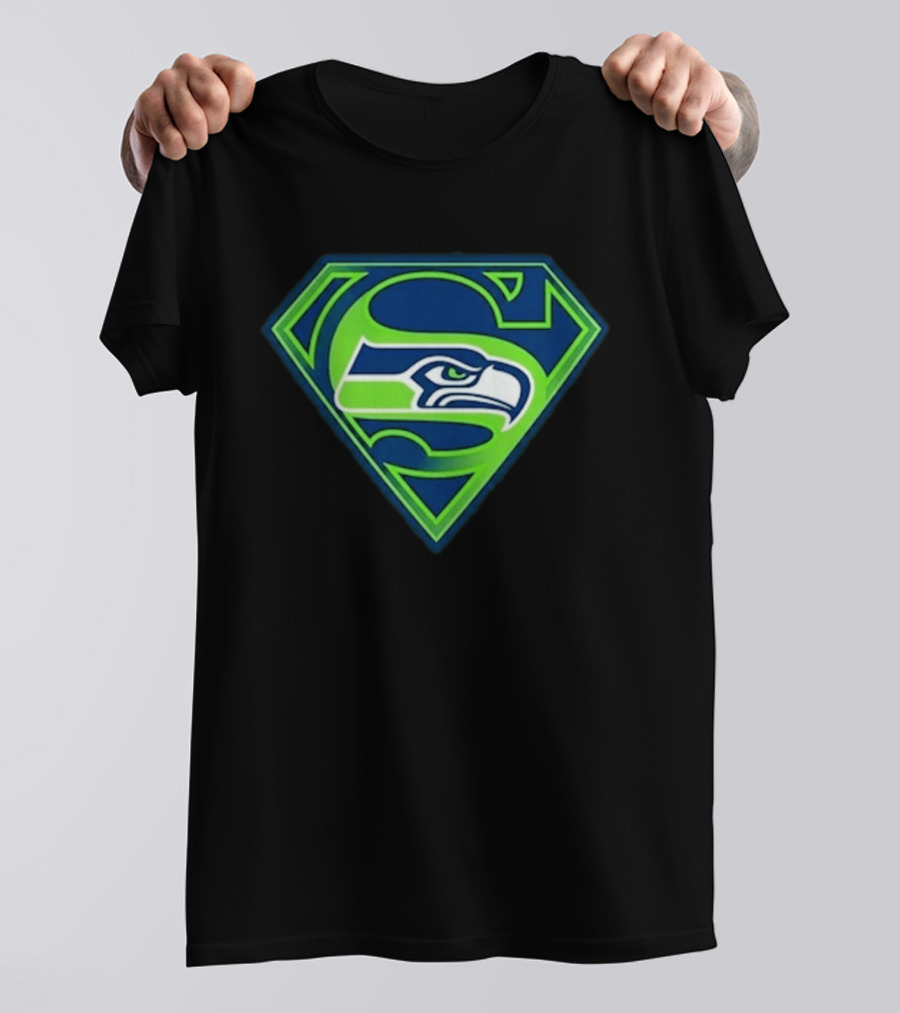 Seattle Seahawks Superman Logo S Symbol Fusion T-Shirt