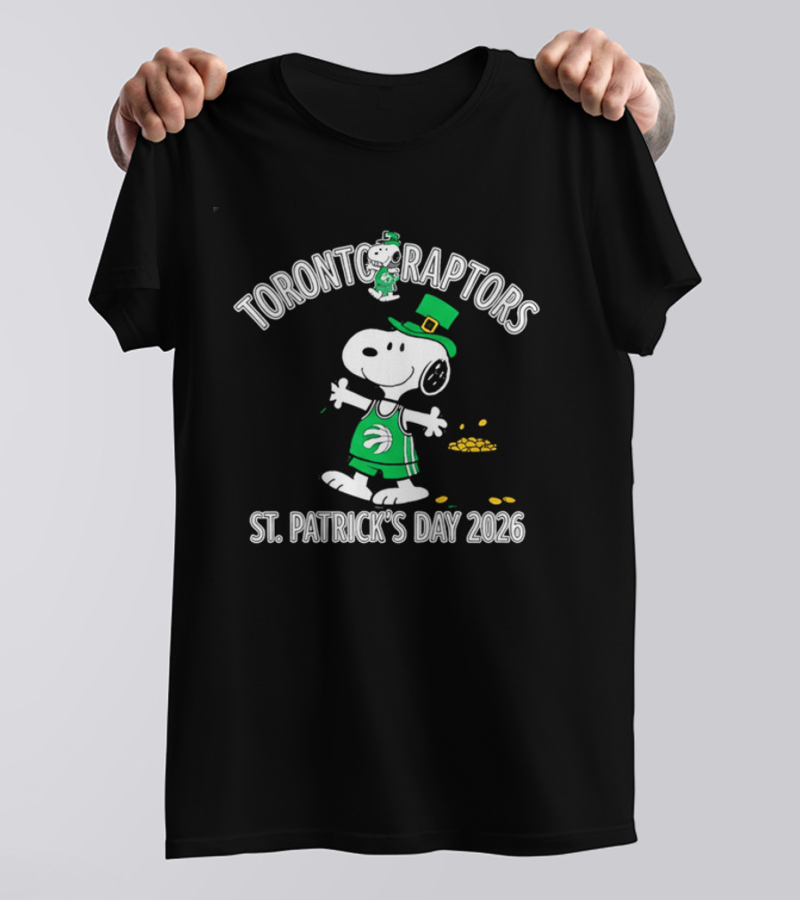 Toronto Raptors Snoopy St Patrick's Day 2026 Basketball Clover T-Shirt