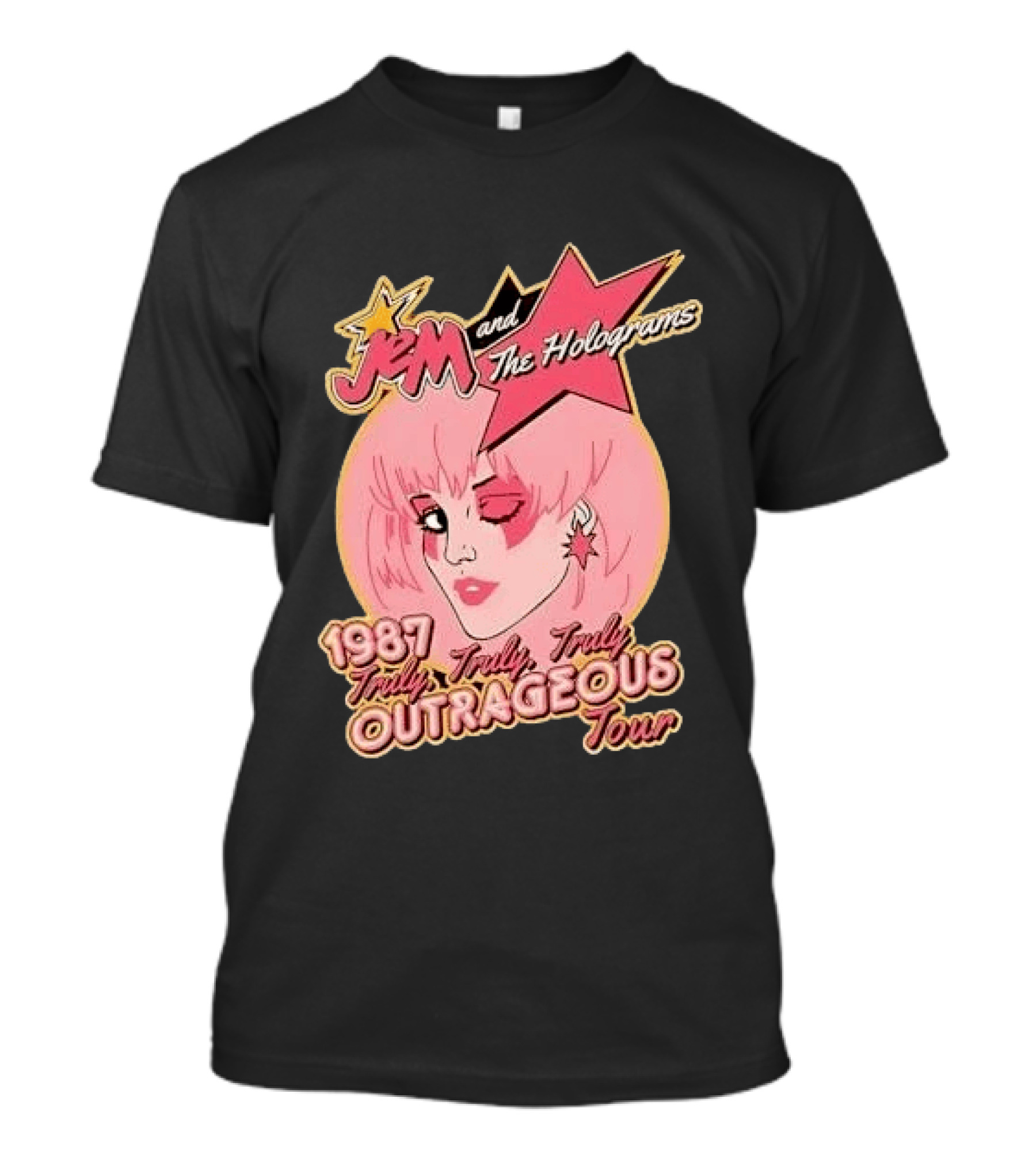 1987 Truly Outrageous Tour Jem And The Holograms Retro Pink Star T-Shirt