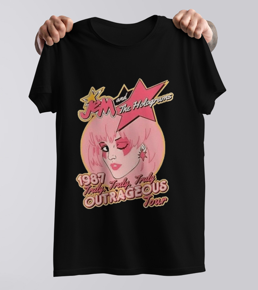 1987 Truly Outrageous Tour Jem And The Holograms Retro Pink Star T-Shirt