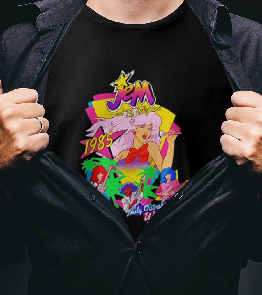 Jem And The Holograms 1985 Truly Outrageous World Tour Retro Concert Fan T-Shirt