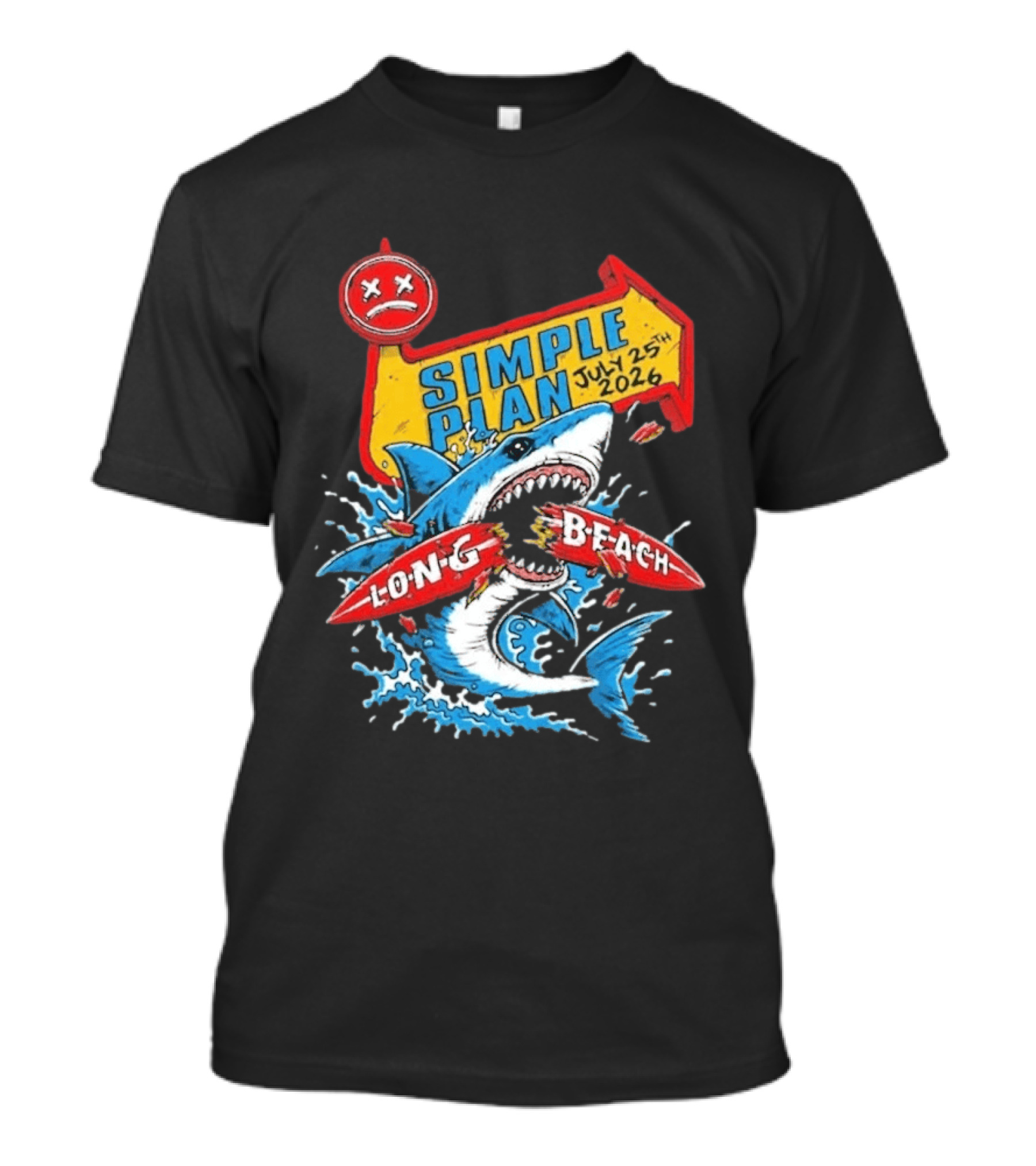 Simple Plan Shark Long Beach July 25 2026 T-Shirt
