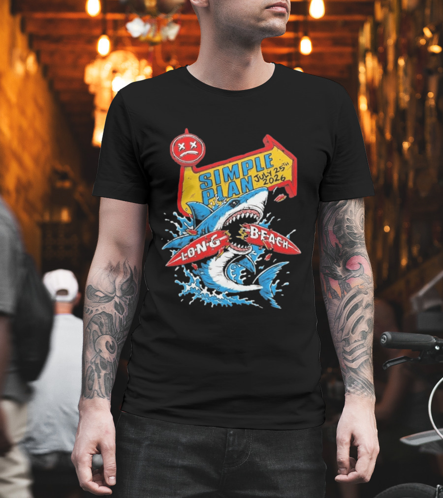 Simple Plan Shark Long Beach July 25 2026 T-Shirt