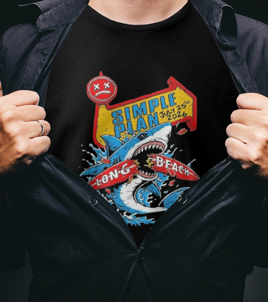 Simple Plan Shark Long Beach July 25 2026 T-Shirt