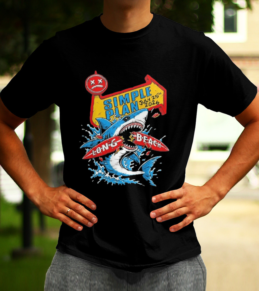 Simple Plan Shark Long Beach July 25 2026 T-Shirt