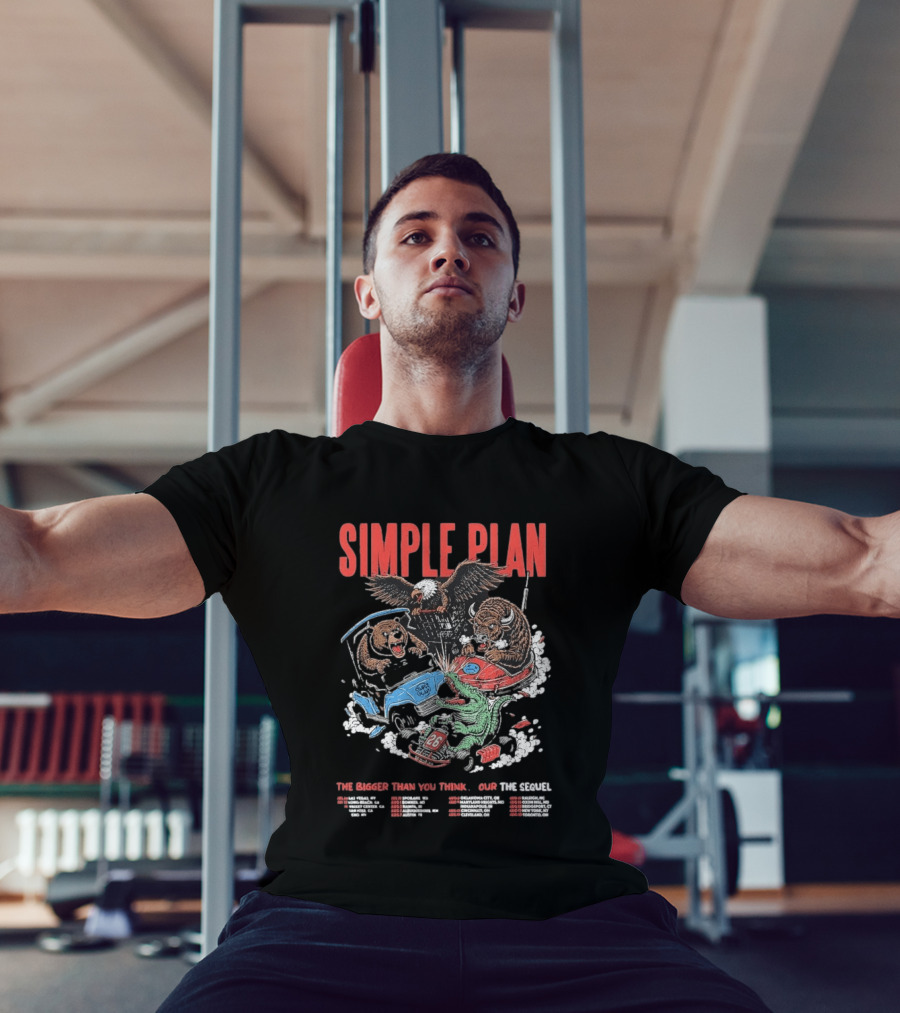 Simple Plan The Bigger Than You Think Tour 2026 Dates The Sequel Animals And Car Racing T-Shirt