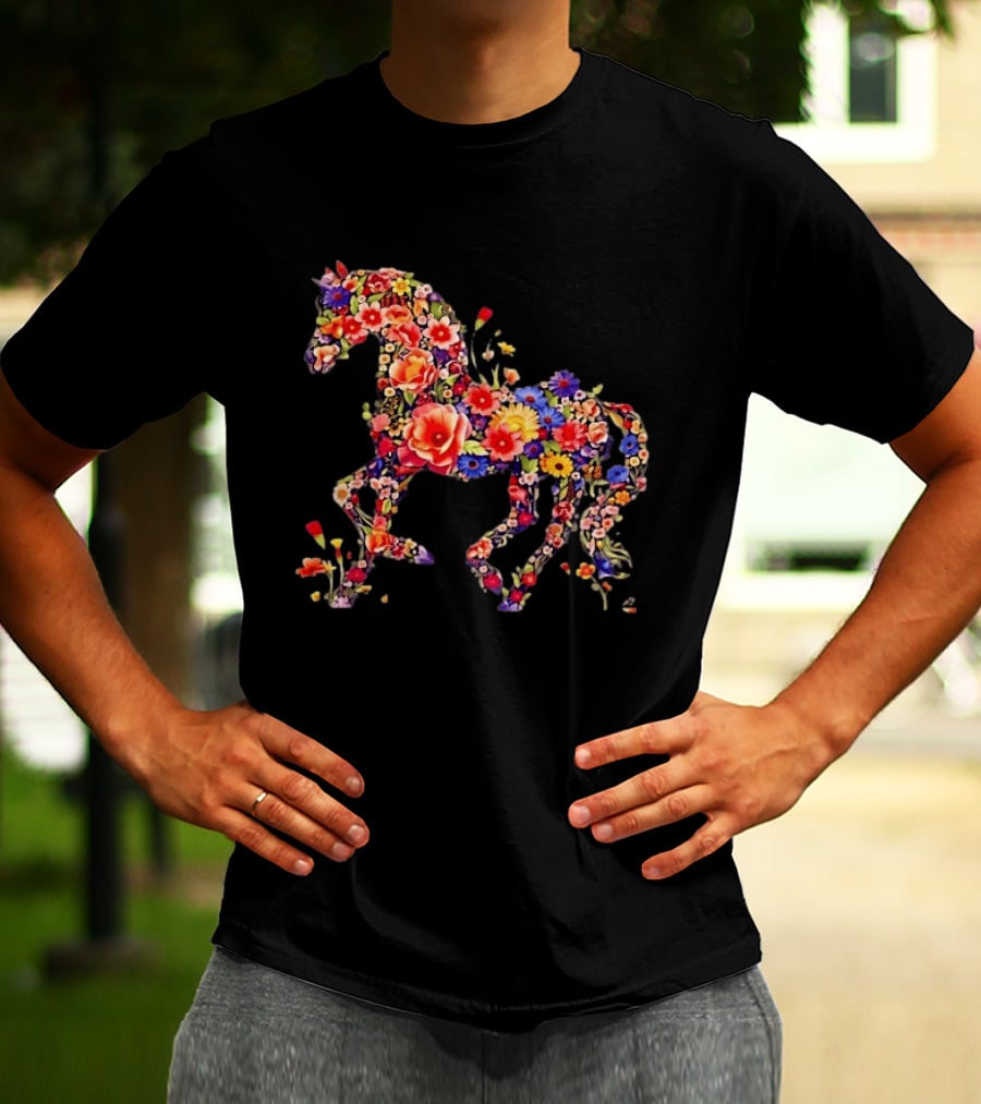Unicorn Floral Blossoms Mythical Fantasy Animal Nature Garden Botanical T-Shirt