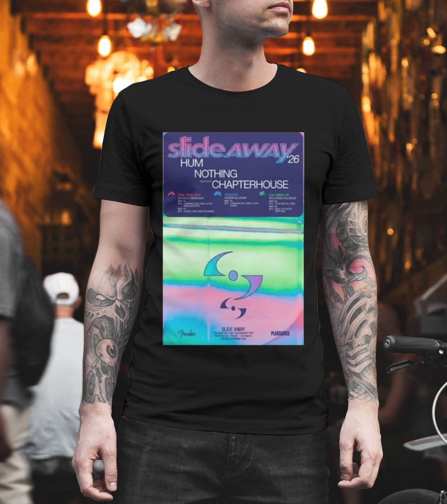 Slide Away 26 Tour Featuring Hum Nothing Chapterhouse May 2026 New York City Chicago Los Angeles T-Shirt