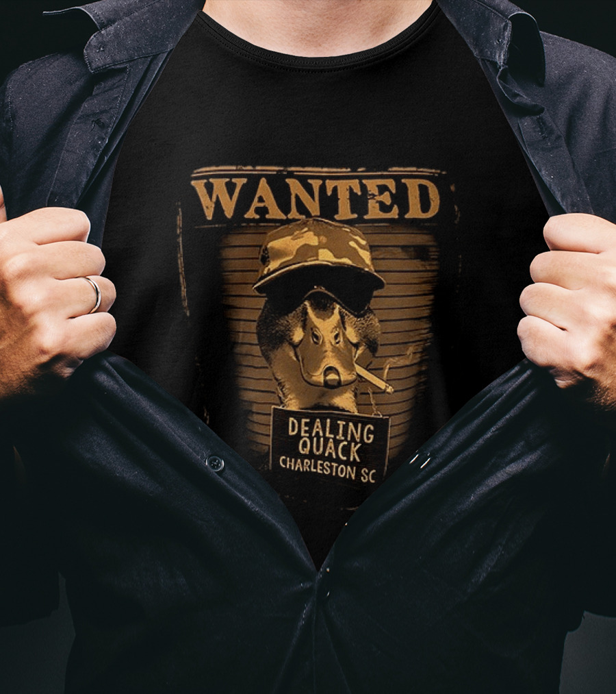 Wanted Duck Dealing Quack Charleston SC Camouflage Hat Smoking Duck T-Shirt