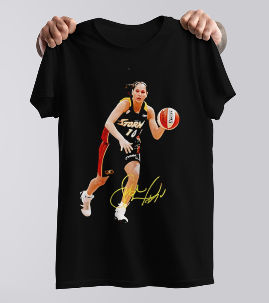 Sue Bird Autograph Seattle Storm Dribbling Basketball 10 T-Shirt