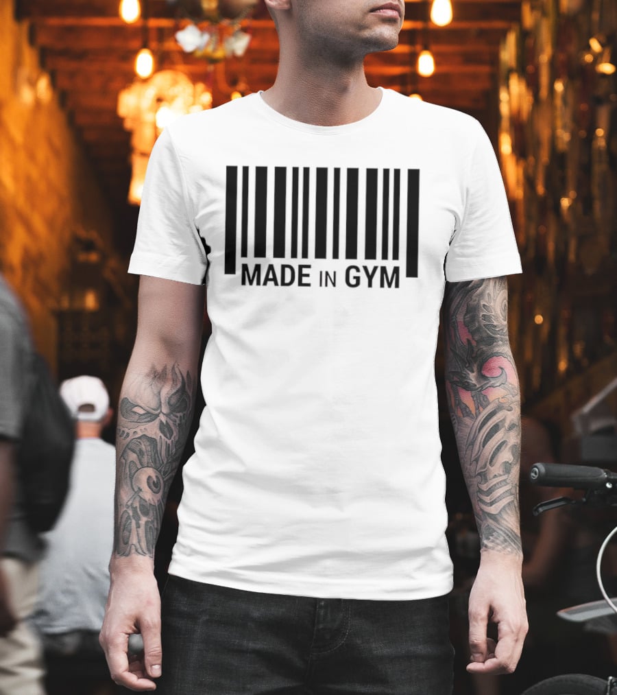 Barcode Made In Gym Fitness Motivational T-Shirt