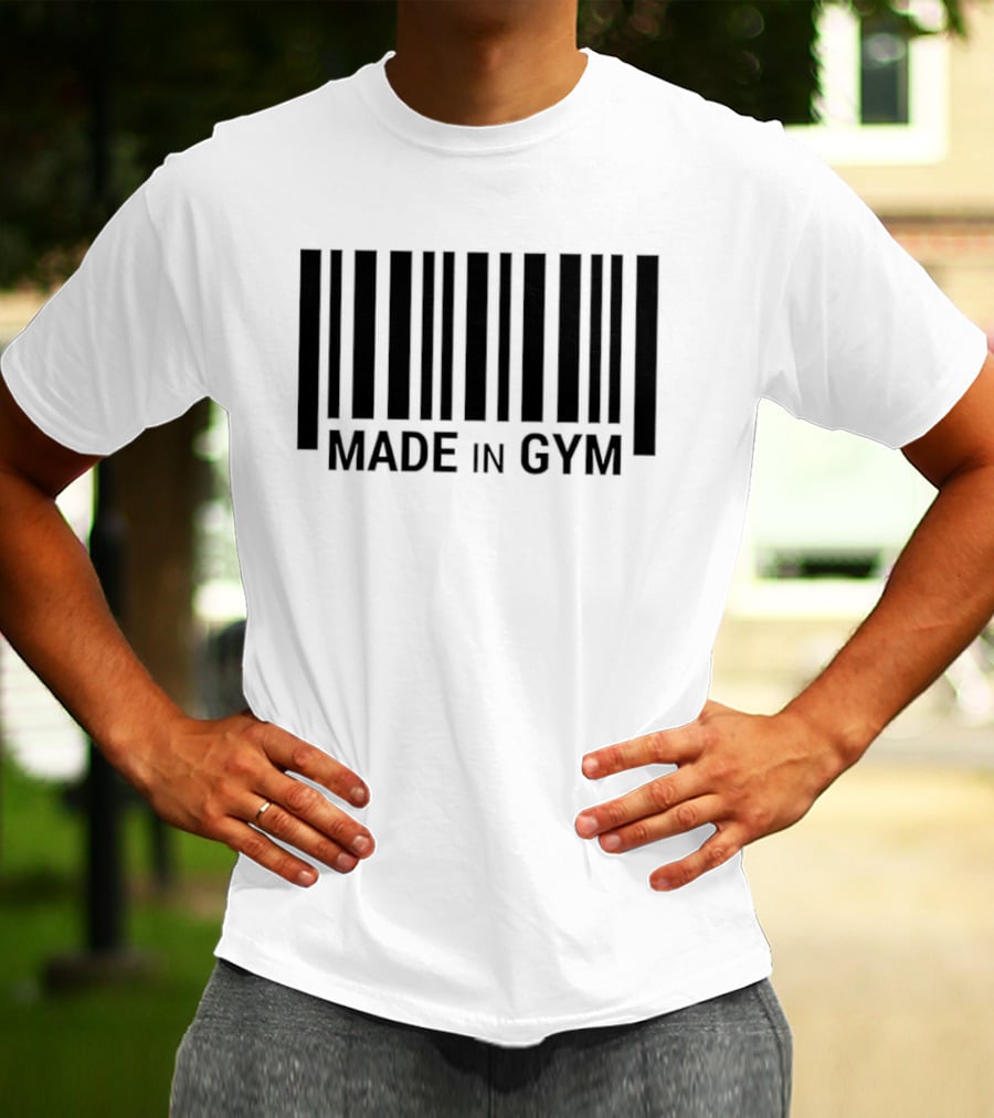 Barcode Made In Gym Fitness Motivational T-Shirt