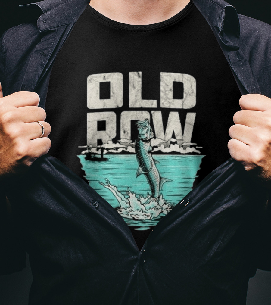 Old Row Tarpon Jumping Fishing Scene T-Shirt