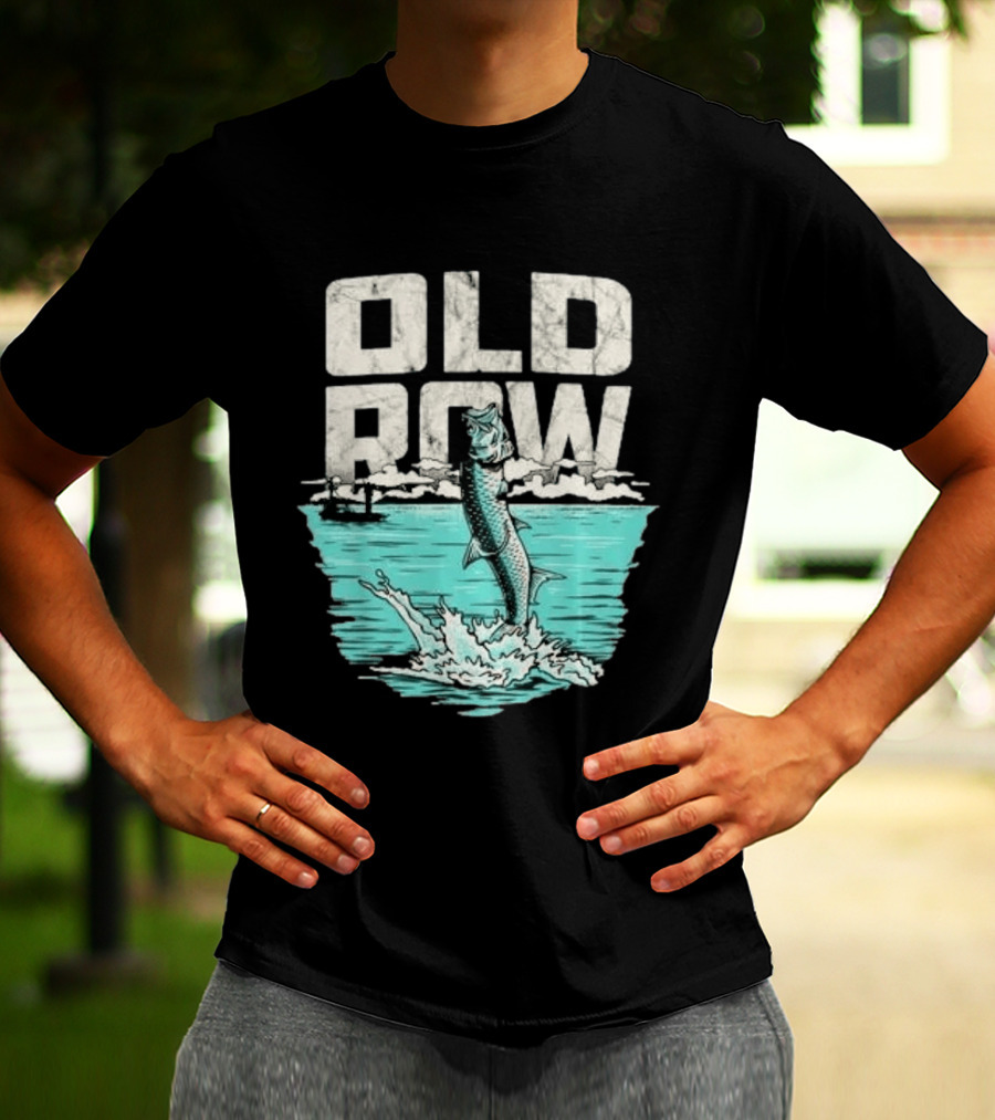 Old Row Tarpon Jumping Fishing Scene T-Shirt