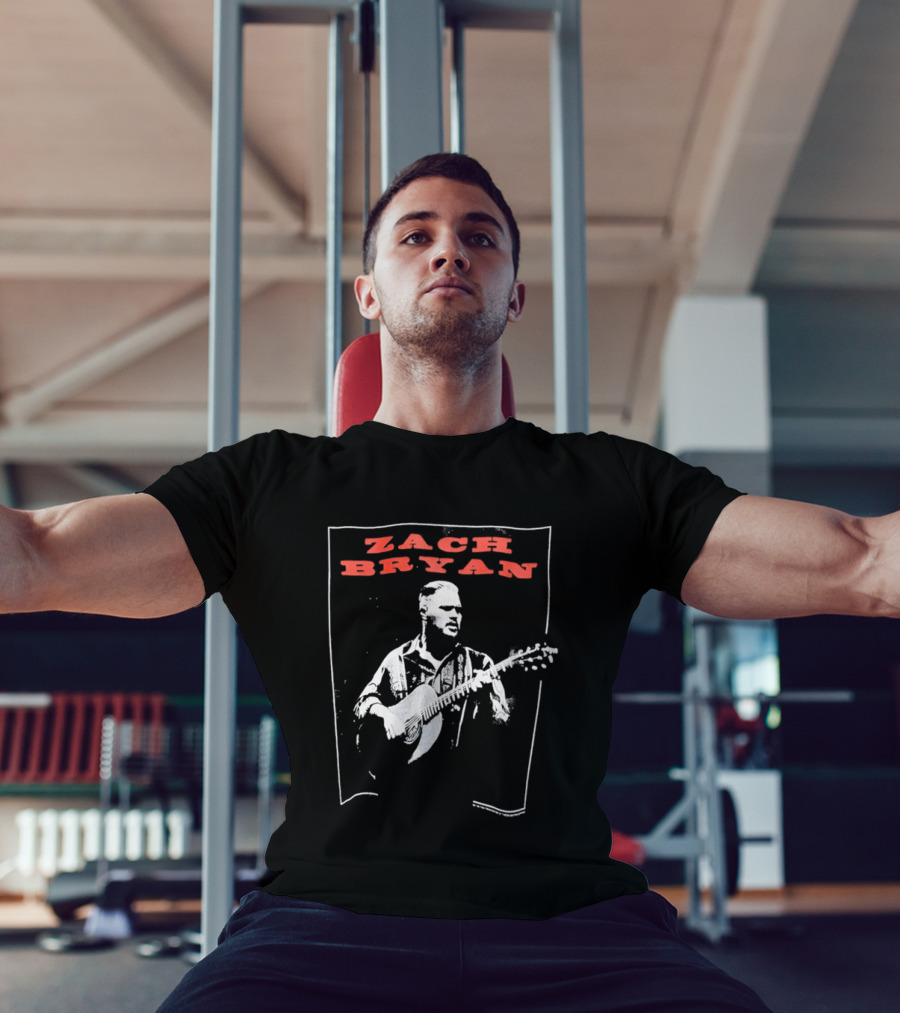 Zach Bryan Guitar Performance Black And White T-Shirt