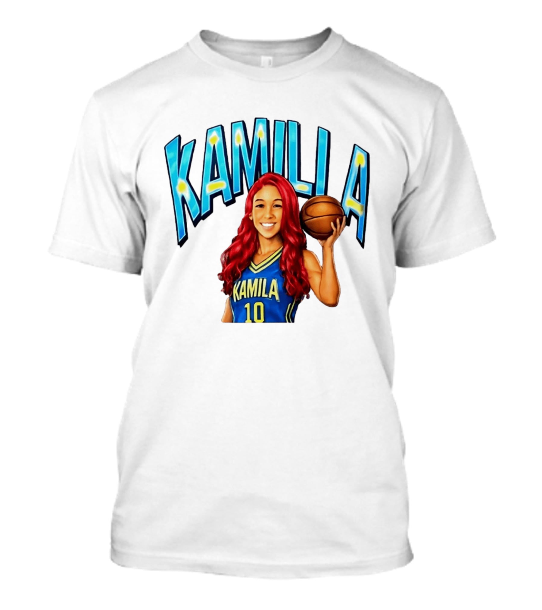 Kamilla Cardoso Basketball Art With Blue And Yellow Jersey T-Shirt