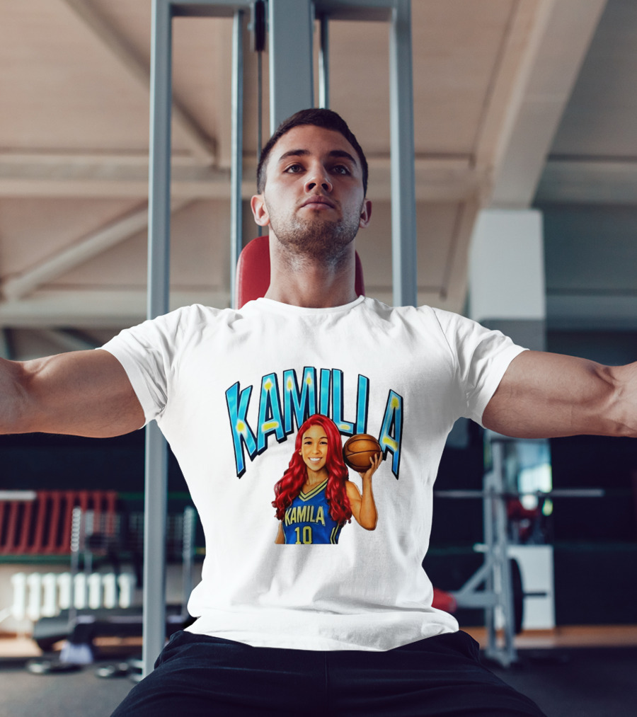 Kamilla Cardoso Basketball Art With Blue And Yellow Jersey T-Shirt